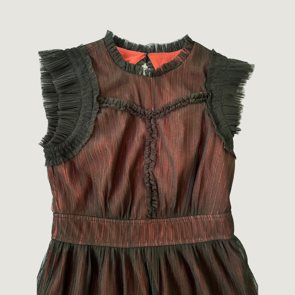 New Adelyn Rae Dress Red Black Iridescent Ruffle Cutout Back Mini Small